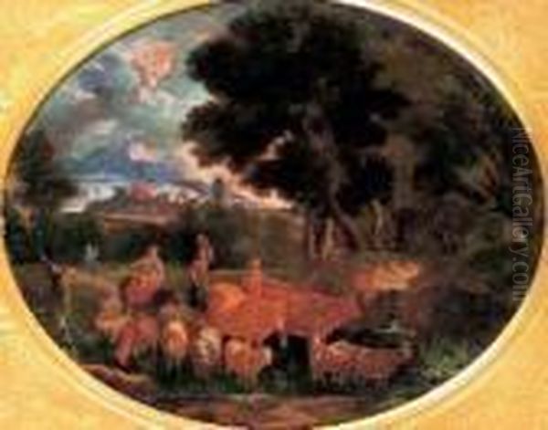 Paesaggio Con Figure E Armenti Oil Painting by Pieter the Younger Mulier