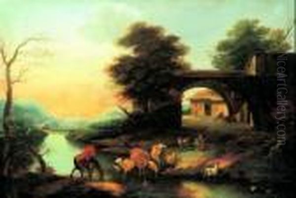 Paesaggio Fluviale Con Pastori E Armenti Oil Painting by Pieter the Younger Mulier