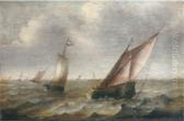 Shipping On Choppy Waters Oil Painting by Pieter the Younger Mulier