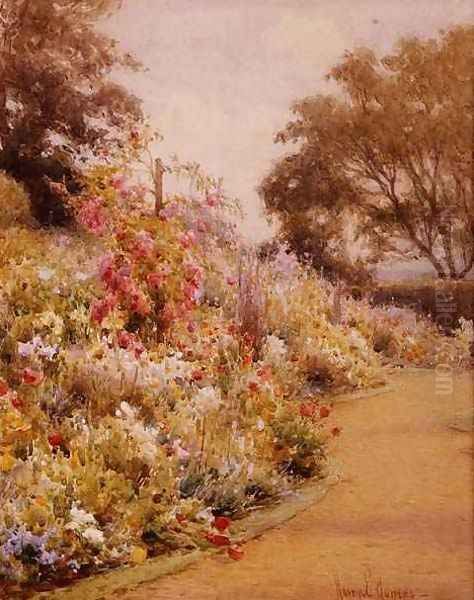 A Summer Border Oil Painting by Harry.E. James