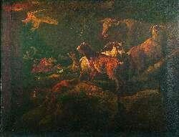 The Deluge With Animals On A Rocky Promontory Oil Painting by Pieter the Younger Mulier