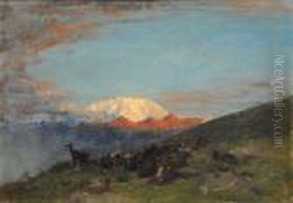 Paesaggio Montano Oil Painting by Vittorio Cavalleri