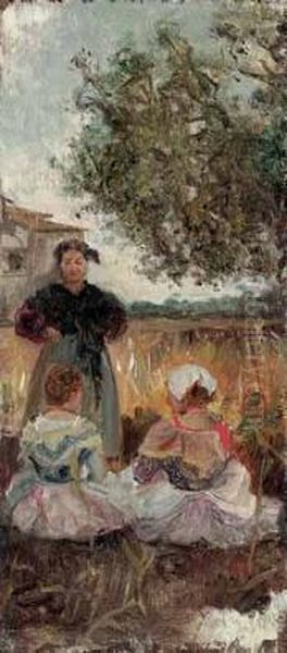 Donne In Campagna Oil Painting by Vittorio Cavalleri