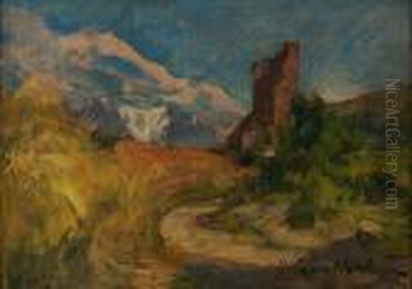 La Tor D'amont A Bardonecchia Oil Painting by Vittorio Cavalleri