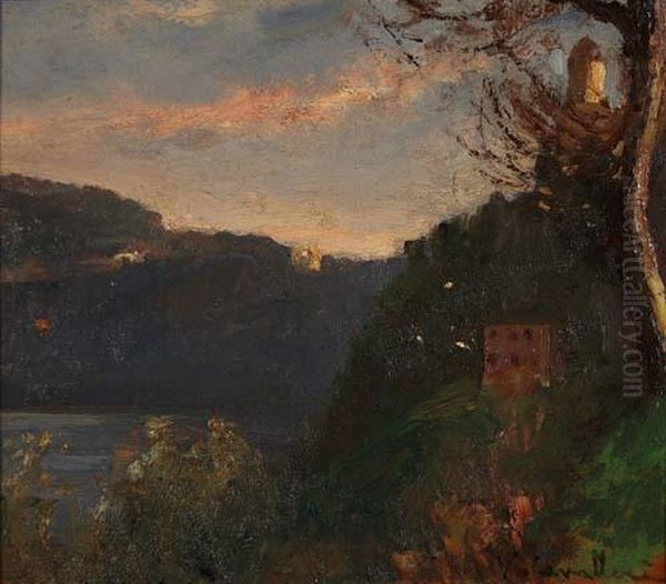 Scorcio Del Lago Oil Painting by Vittorio Cavalleri