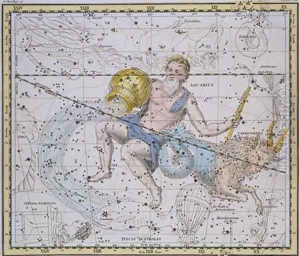 Aquarius and Capricorn from A Celestial Atlas Oil Painting by A. Jamieson