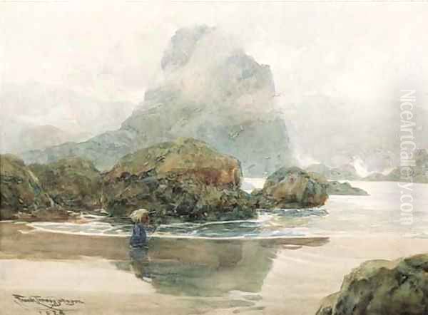 An Indian Along the Oregon Coast Oil Painting by Frank Tenney Johnson