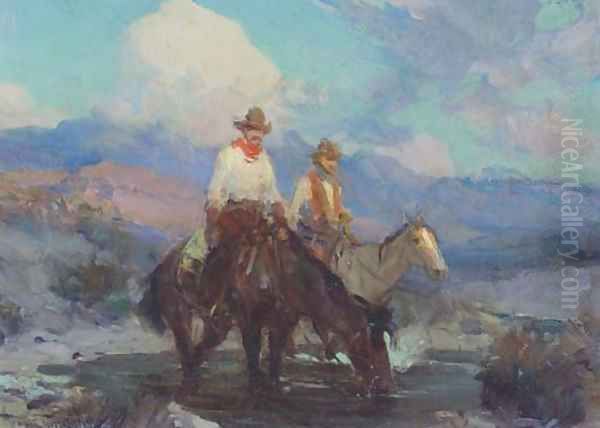 The Cattlemen Oil Painting by Frank Tenney Johnson