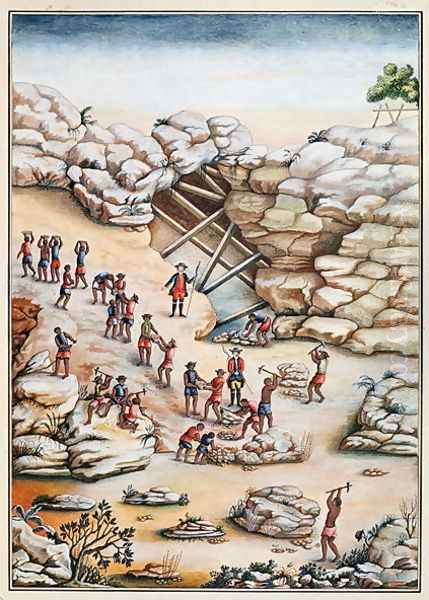 Diamond Mining in Brazil Oil Painting by Carlos Juliao