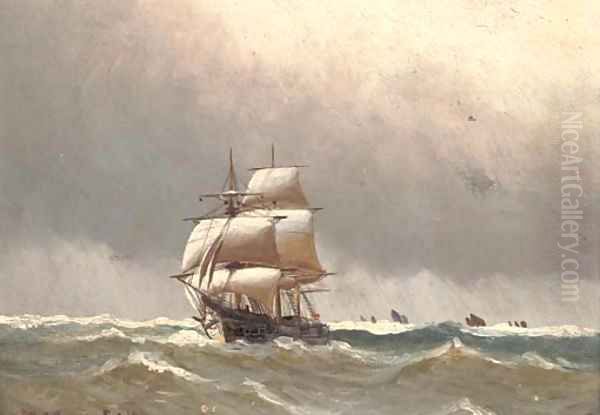 Af full sail Oil Painting by Alfred Serenius Jensen