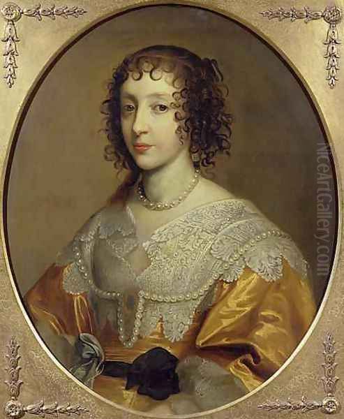 Portrait of Henrietta Maria 1609-69 Queen consort of Charles I of Great Britain and Ireland Oil Painting by Cornelius Janssens Van Ceulen