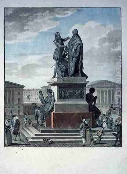 Project for a Monument Dedicated to Louis XVI 1754-93 and Henri IV 1553-1610 Oil Painting by Jean-Francois Janinet