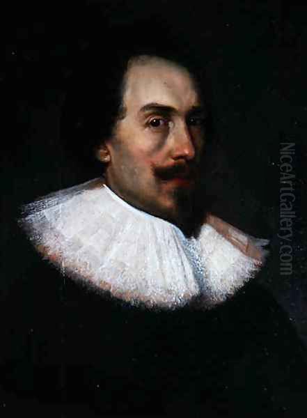 Unknown Gentleman in a White Collar Oil Painting by Cornelius Jansen