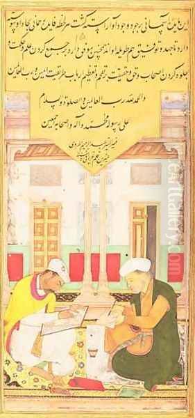 Scribe and Painter at Work from the Hadiqat Al Haqiqat The Garden of Truth Oil Painting by Jaganath