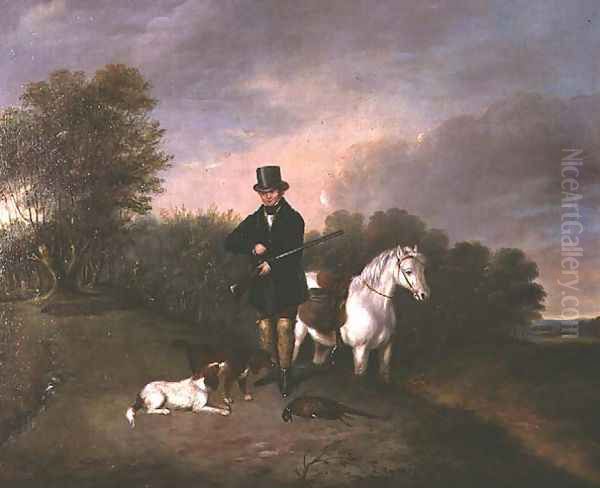 Sportsman with dogs and game Oil Painting by Samuel John Egbert Jones