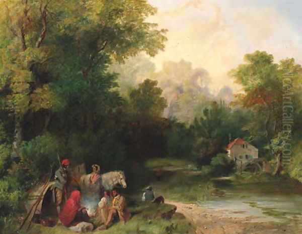 A gypsy encampment Oil Painting by Samuel John Egbert Jones