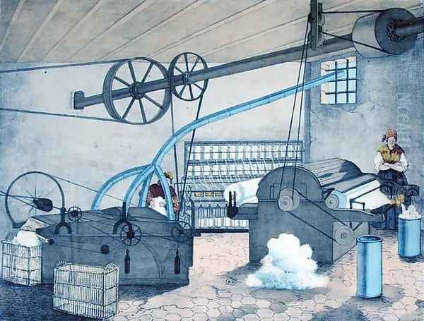 Industrial weaving and spinning plate 8 from a teaching book on industries and jobs Oil Painting by V. Janson