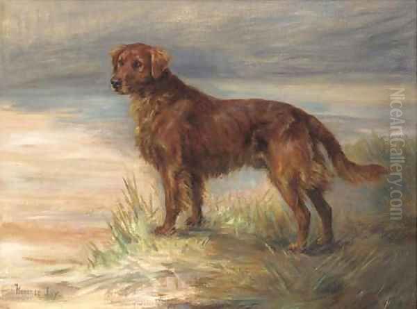 Micky, a red setter in a landscape Oil Painting by Florence Jay