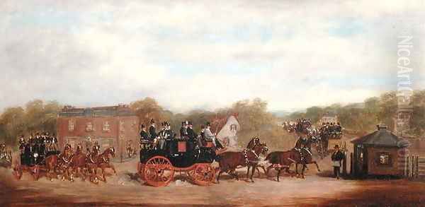 A Four in Hand Race at the Five Bells Tavern New Cross Oil Painting by Herbert Jones