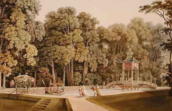 The Chinese Pavilion in the Laxenburg Gardens Vienna Oil Painting by Laurenz Janscha