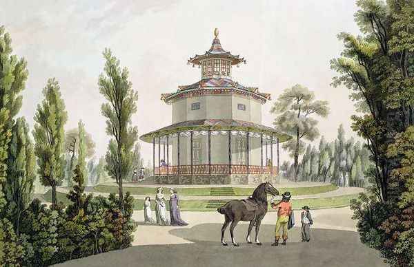 View of the Chinese Summer House Palace of Lichtenstein at Eisgrub Oil Painting by Laurenz Janscha