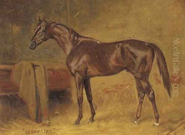 A chestnut racehorse in a stable Oil Painting by Adrian Jones