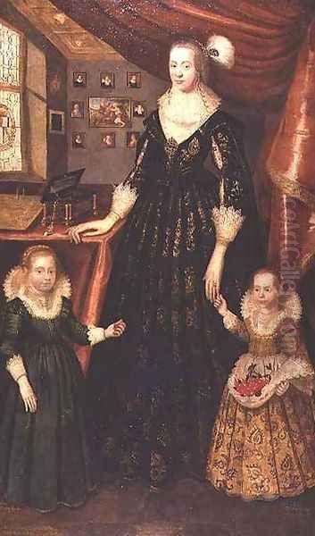 Anne Erskine Countess of Rothes and her daughters Lady Margaret and Lady Mary Leslie Oil Painting by George Jamesone