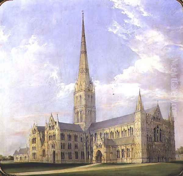 Salisbury Cathedral Oil Painting by L. and Bettridge, H. Jennens