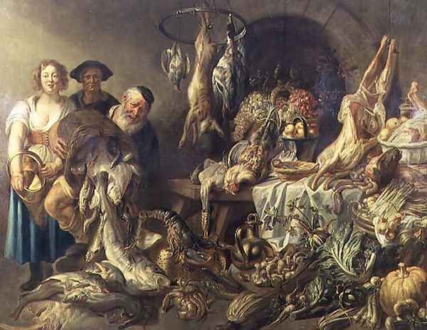 Still Life with Fishmonger Oil Painting by J. & Utrecht, A. Jordaens