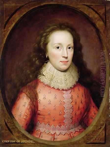 Portrait of a Woman traditionally identified as the Countess of Arundel Oil Painting by Cornelis I Johnson