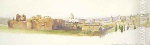 The Baths of Caracalla and St Peters from Porta Latina Rome Oil Painting by Harry John Johnson