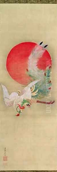 Phoenix and Sun Edo Period Japan Oil Painting by Ito Jakuchu