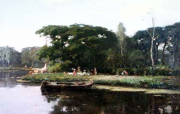 A Summer Picnic Oil Painting by Joseph Gerardus van Jole