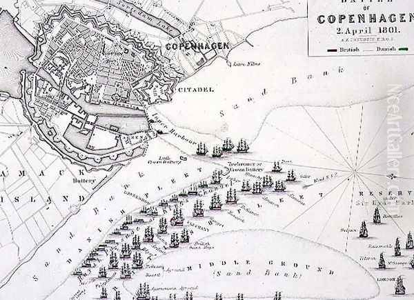 Plan of the Battle of Copenhagen Oil Painting by Alexander Keith Johnston