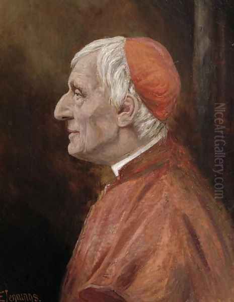 Portrait of Cardinal Newman 1801-90 Oil Painting by E. Jennings