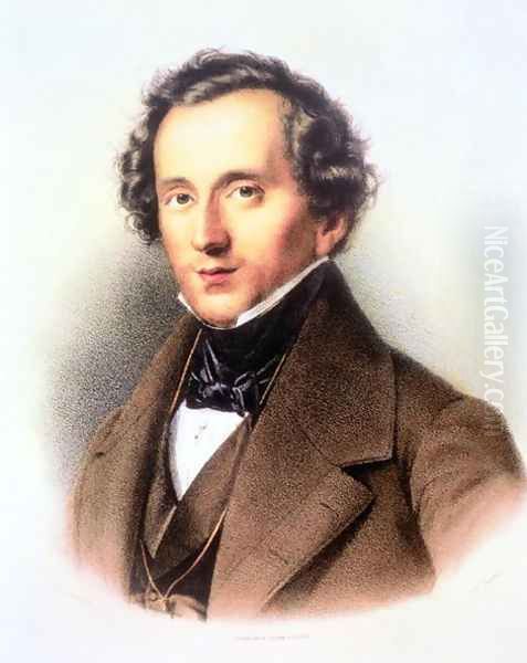 Portrait of Felix Mendelssohn 1809-47 Oil Painting by Friedrich Jentzen