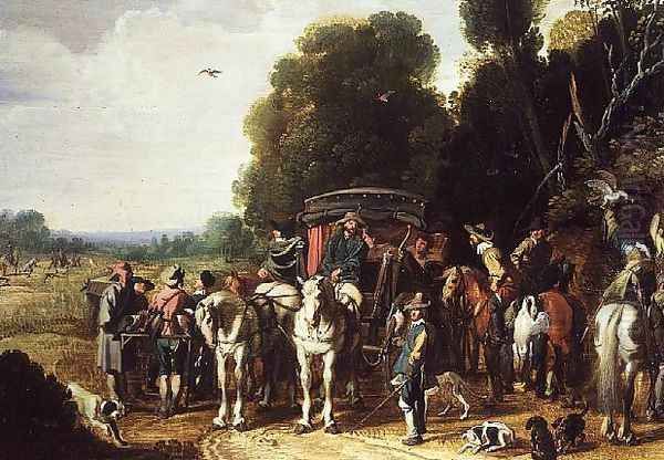 A Hunting Party Oil Painting by Govaert (Mynheer) Jansz