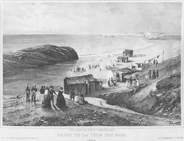 Baths of Cote des Fous at Biarritz Oil Painting by Julien & Bayot, Adolphe Jacottet