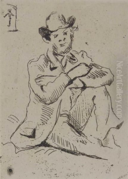 Portrait Du Peintre A. Guillaumin Au Pendu. Oil Painting by Paul Cezanne