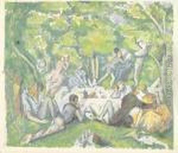 Le Dejeuner Sur L'herbe. Oil Painting by Paul Cezanne