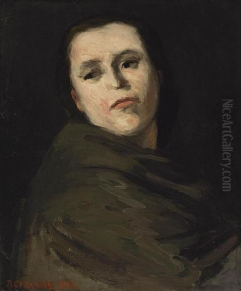 Tete De Femme (portrait Presume De Madame Zola) Oil Painting by Paul Cezanne