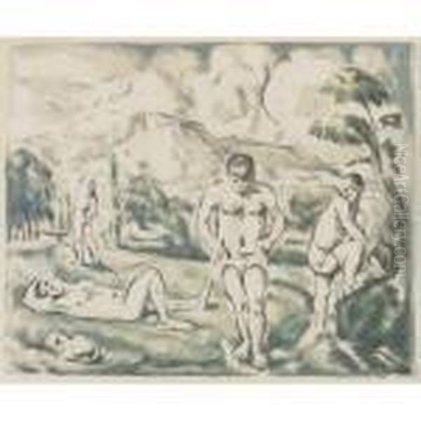 The Large Bathers Oil Painting by Paul Cezanne