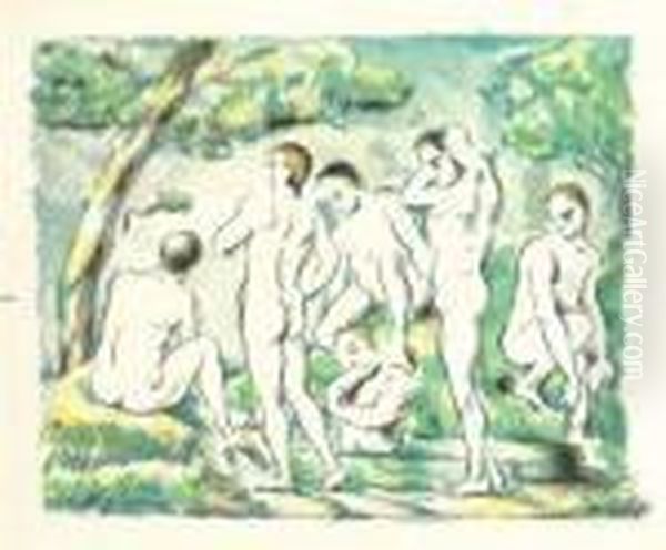 Les Baigneurs, Petite Planche Oil Painting by Paul Cezanne