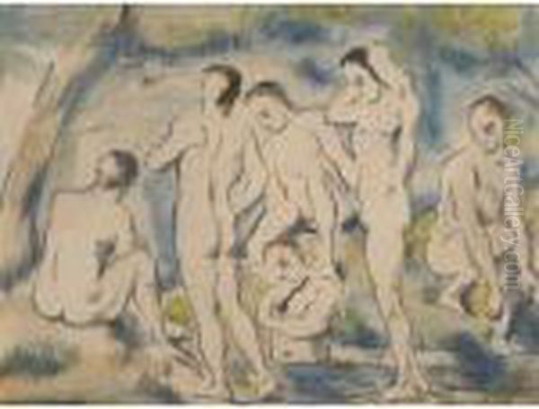 The Small Bathers Oil Painting by Paul Cezanne