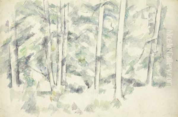 Foret (recto); Arbres Et Buissons (verso) Oil Painting by Paul Cezanne