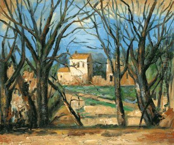 Trees And House Oil Painting by Paul Cezanne