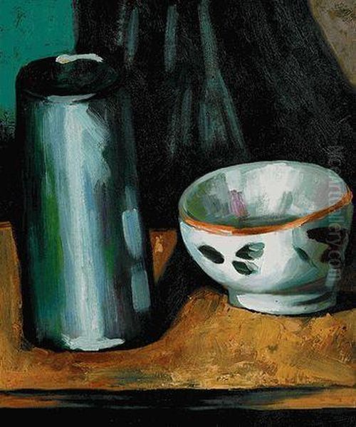 Still Life (bowl And Milk Jug) Oil Painting by Paul Cezanne