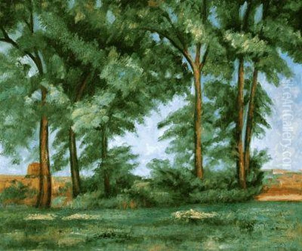 Tall Trees At The Jas De Bouffan Oil Painting by Paul Cezanne