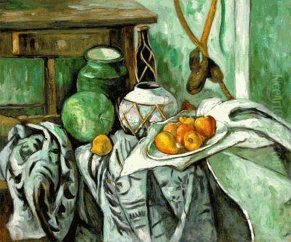 Still Life With Ginger Jar And Eggplants Oil Painting by Paul Cezanne