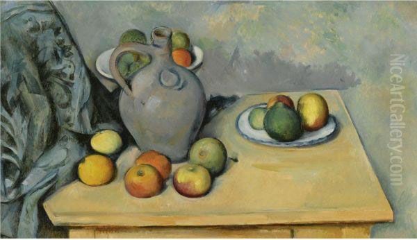 Pichet Et Fruits Sur Une Table Oil Painting by Paul Cezanne